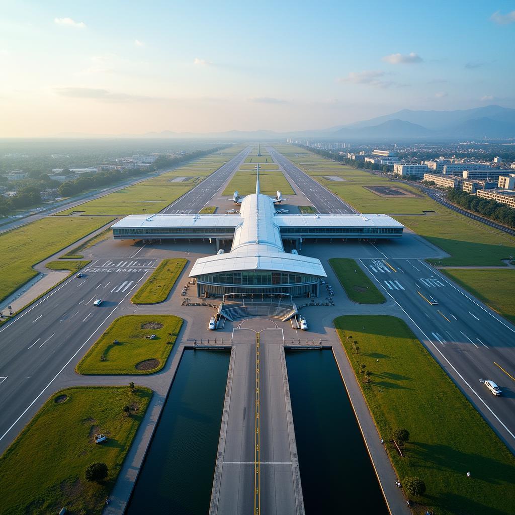 Aerial View of Navi Mumbai Airport showcasing its Modern Infrastructure