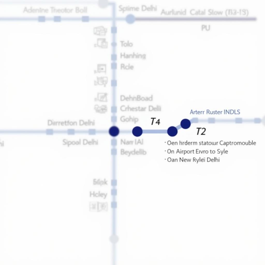 NDLS Airport Metro Map showing the route and stations