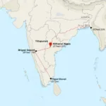 Map showing Pithapuram and surrounding airports