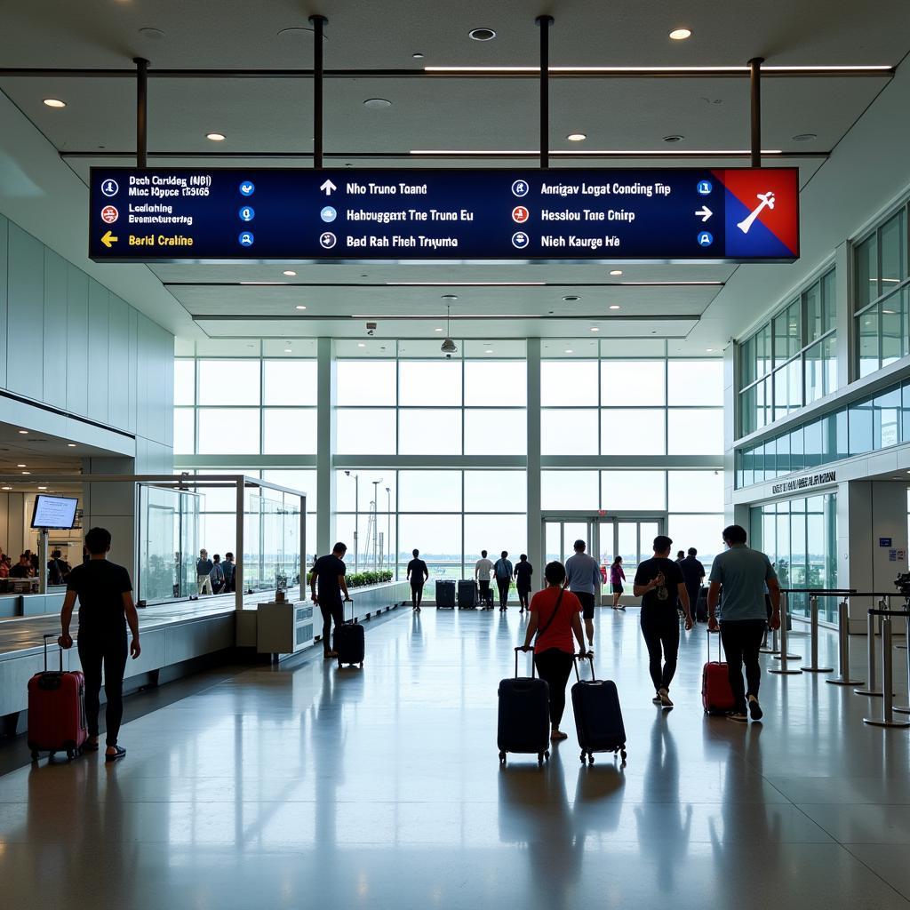 Nha Trang Airport Arrival Hall: Passengers arriving at Nha Trang Airport are greeted by a spacious and modern arrival hall.