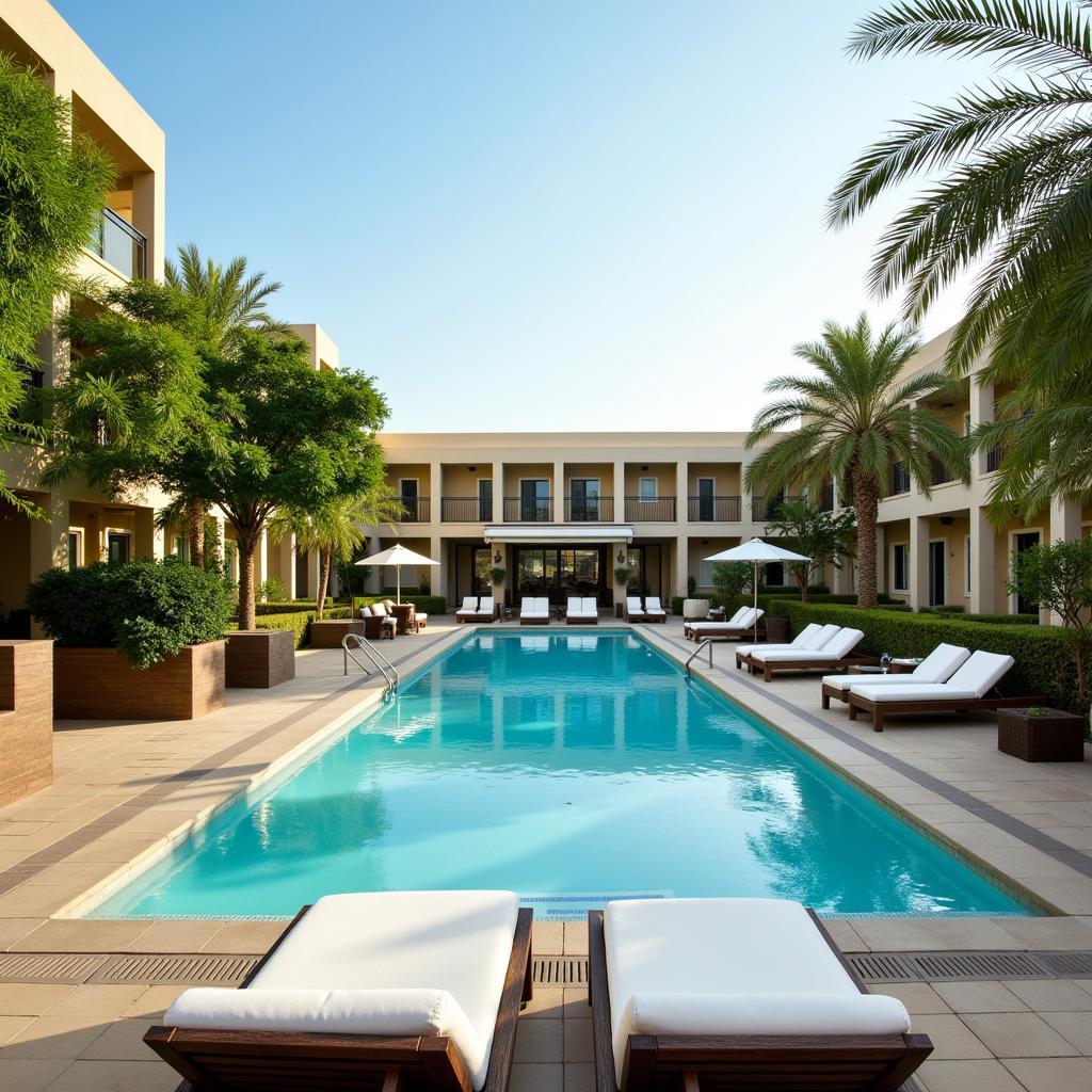 Relaxing Pool Area at Novotel Muscat Airport