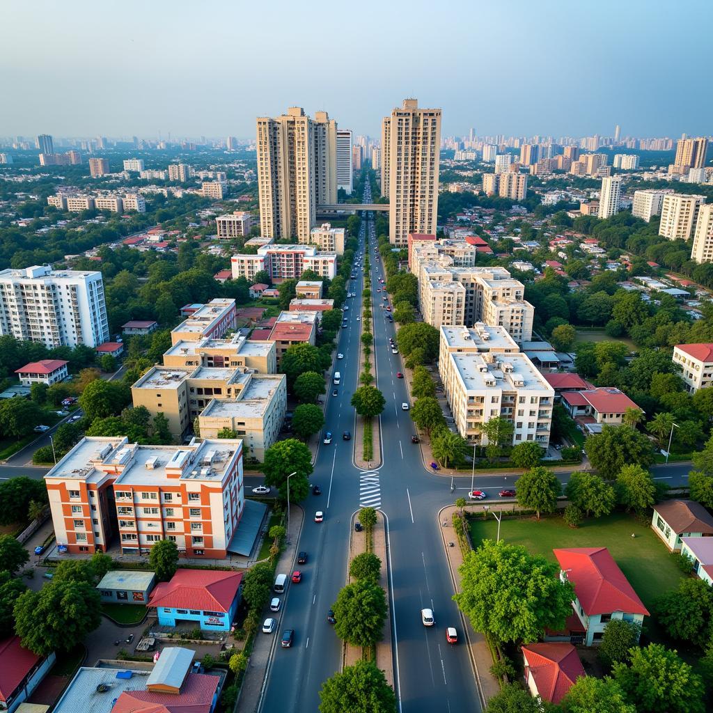 Aerial View of Old Airport Road Bangalore