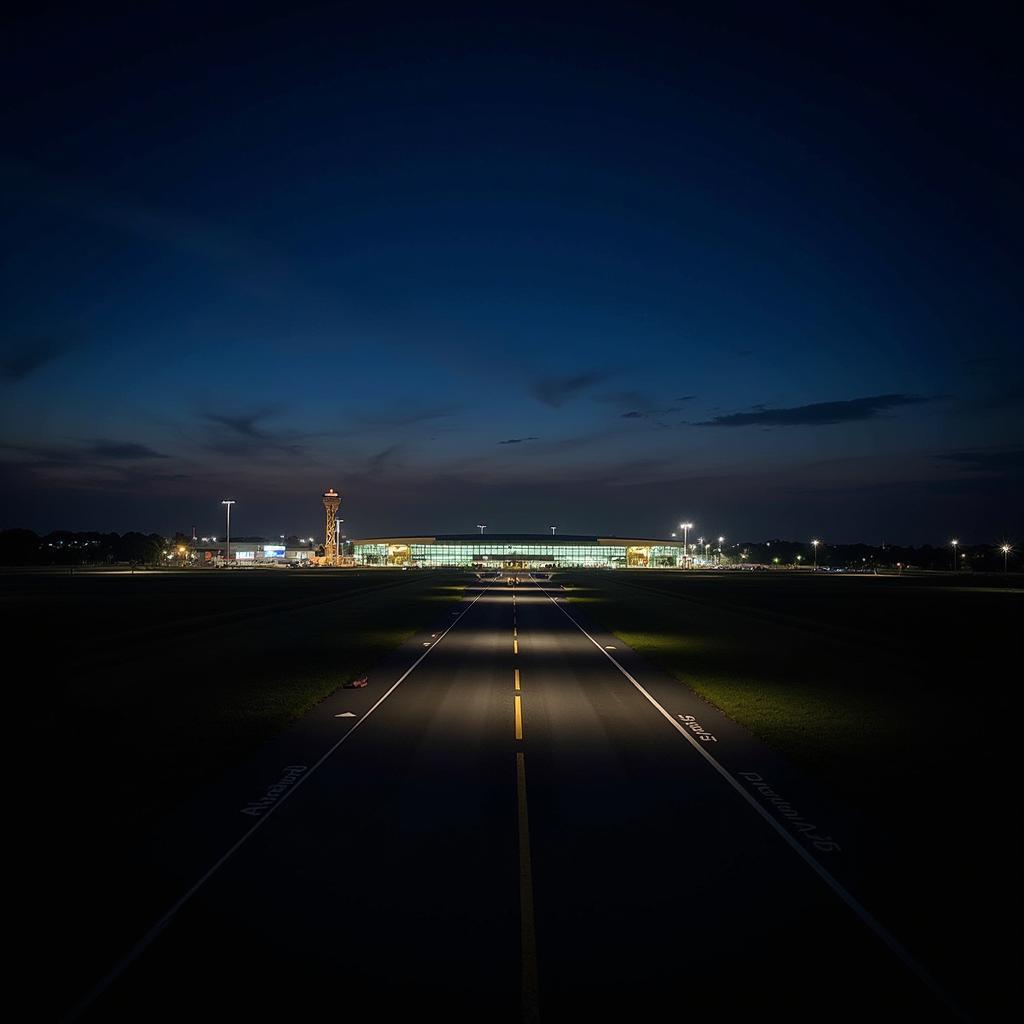 Panvel Airport Night View with Illuminated Runway