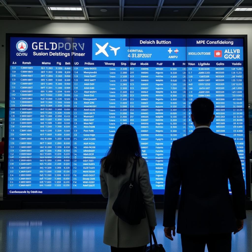 Passenger checking flight information at Delhi Airport departure board