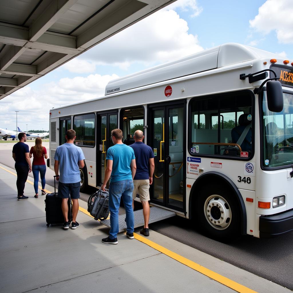 Passengers Boarding the AC 37A Bus at the Airport Terminal