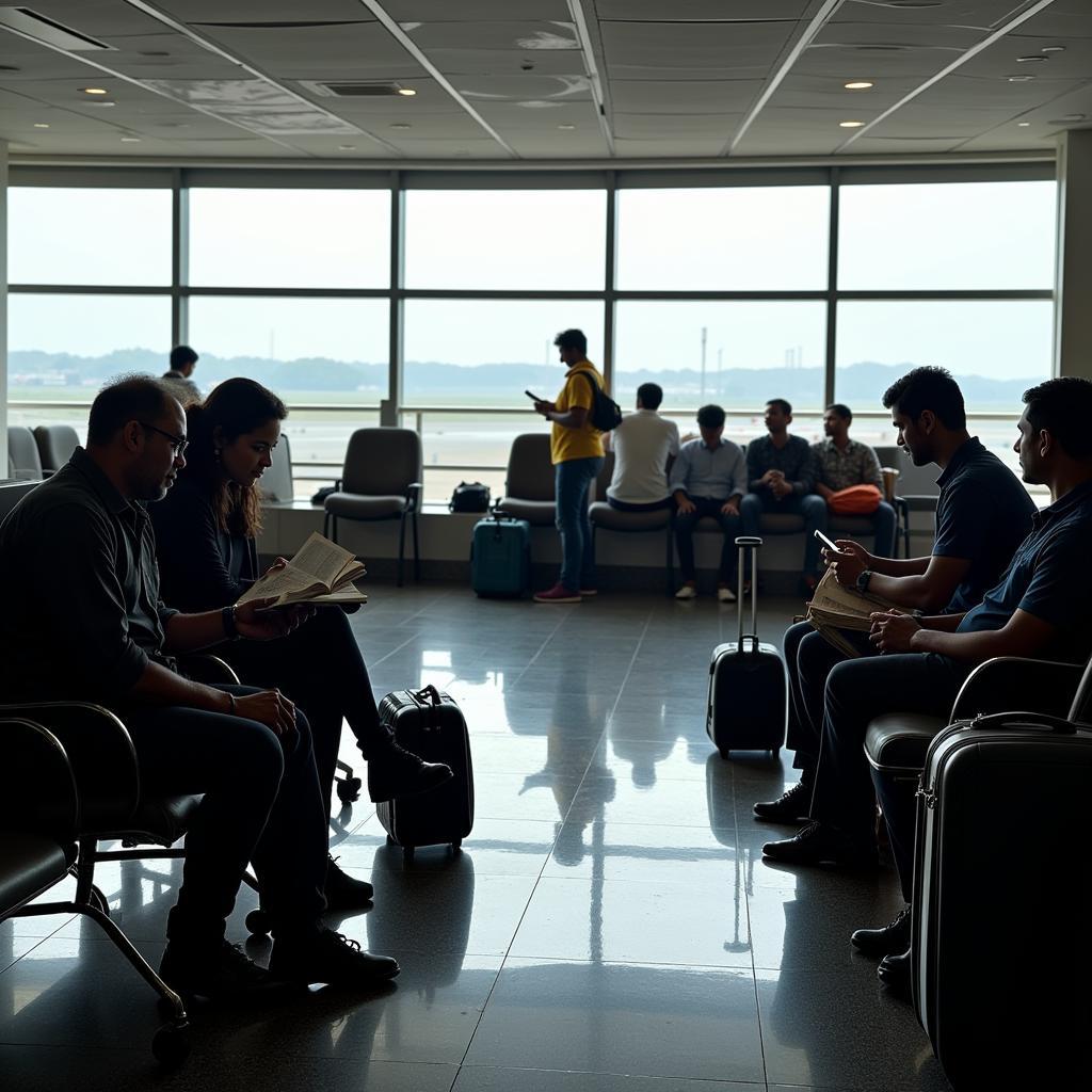 Passengers Waiting at Calicut Airport Departure Lounge