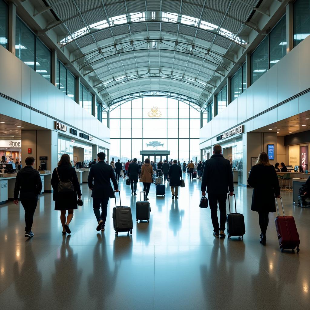 Prague Airport Terminal Overview: A bustling hub for international travelers.