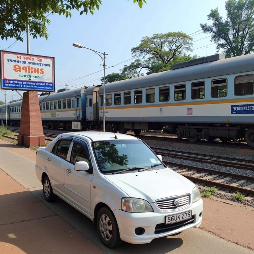 Pre-booked cab waiting outside Feroke Railway Station