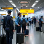 Airport security personnel in the PSA