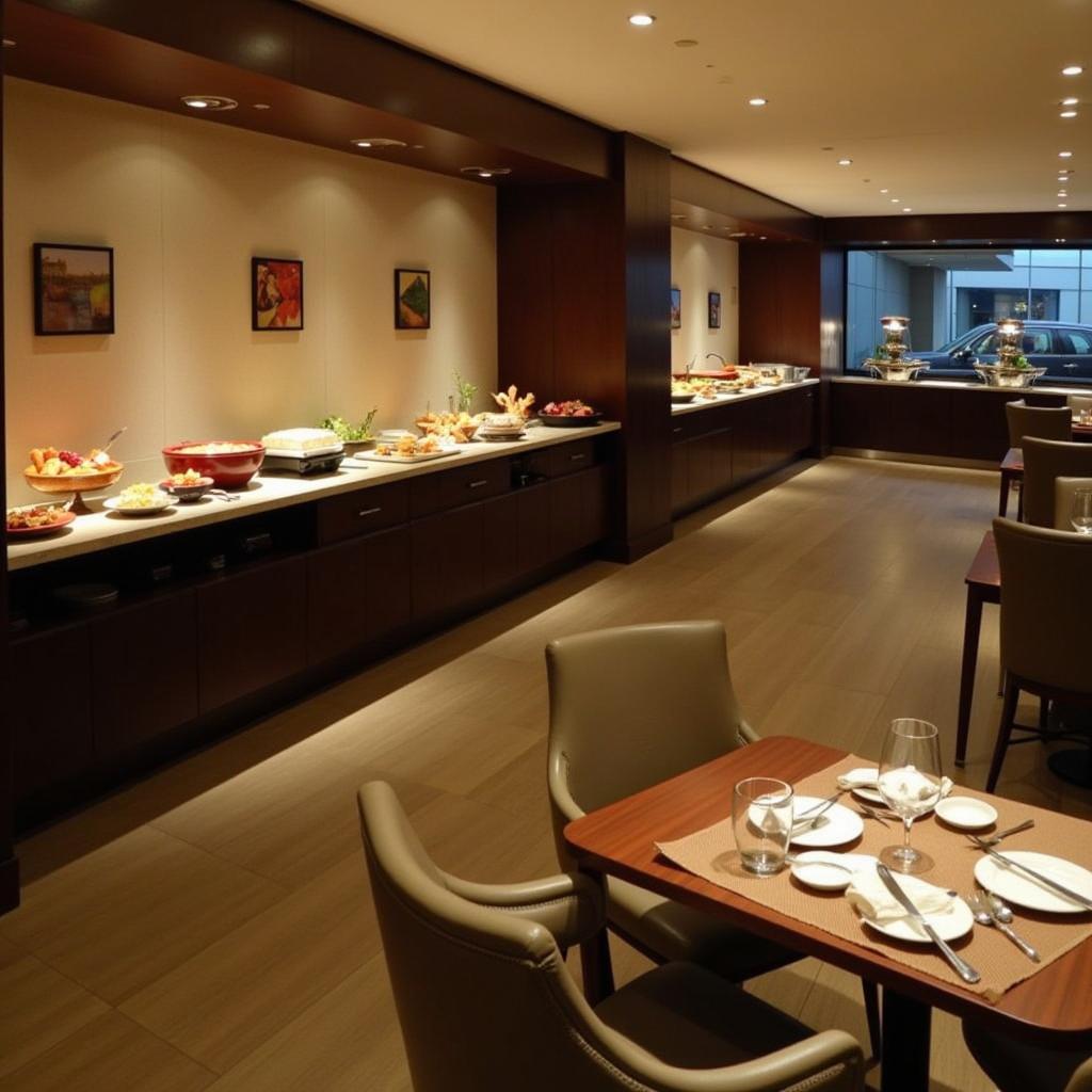 Dining area within Pune international airport lounge