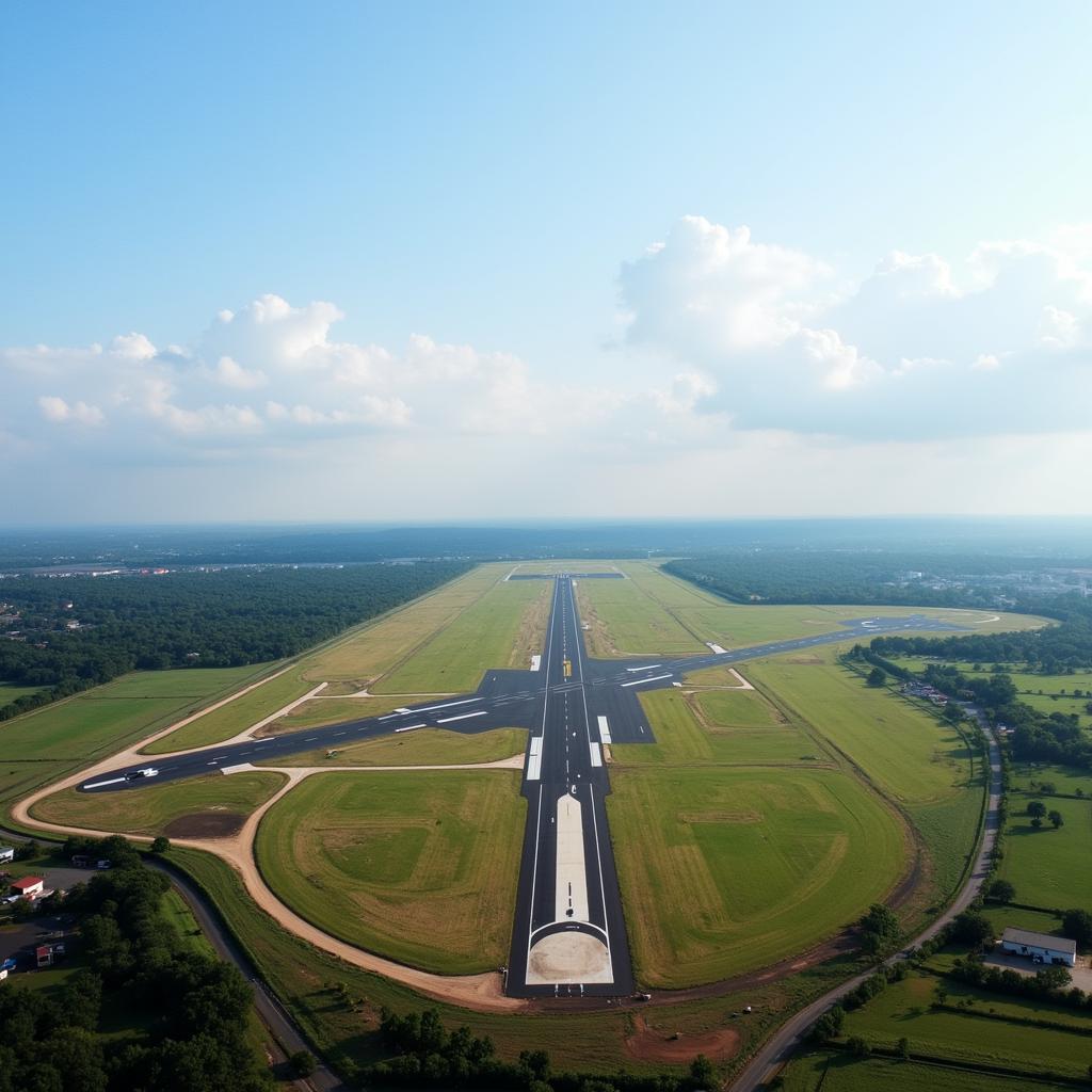 Aerial View of Raipur Airport with Runway and Surrounding Area