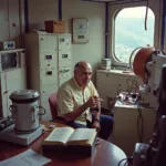 Rakesh Sharma performing scientific experiments aboard the Salyut 7 space station