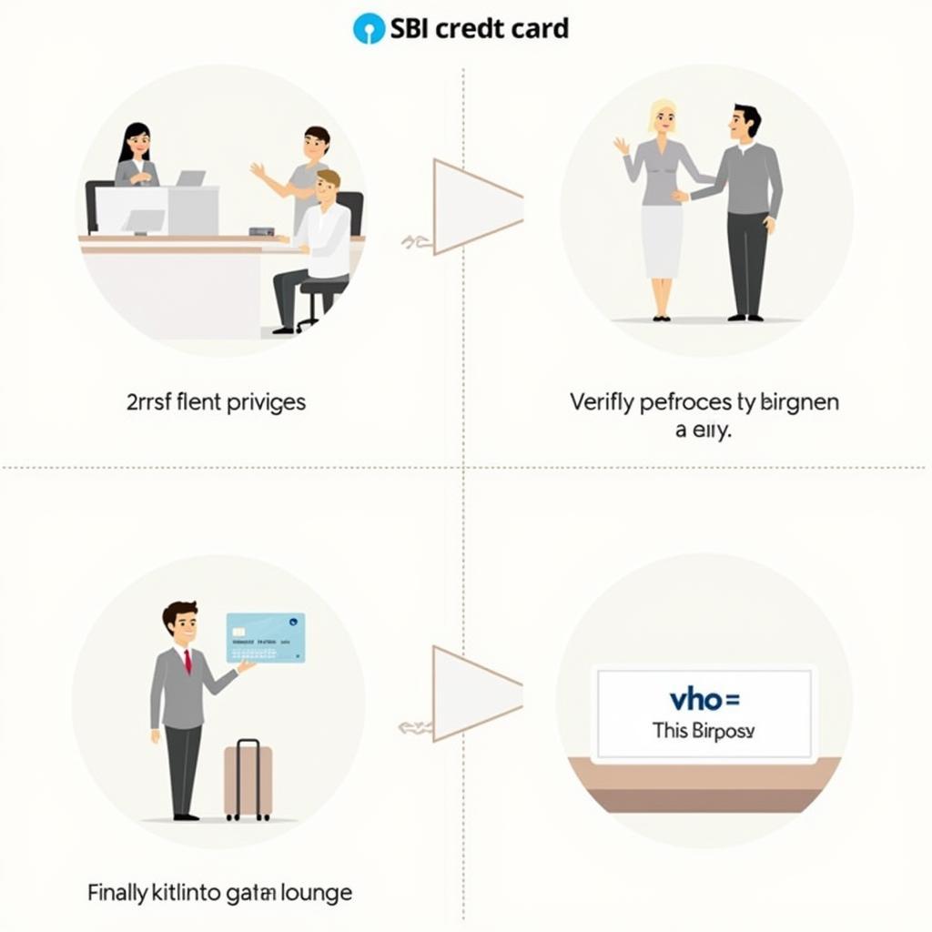 Steps to access an airport lounge using an SBI credit card.