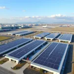 Solar Panels on Airport Rooftop Powering Sustainable Operations