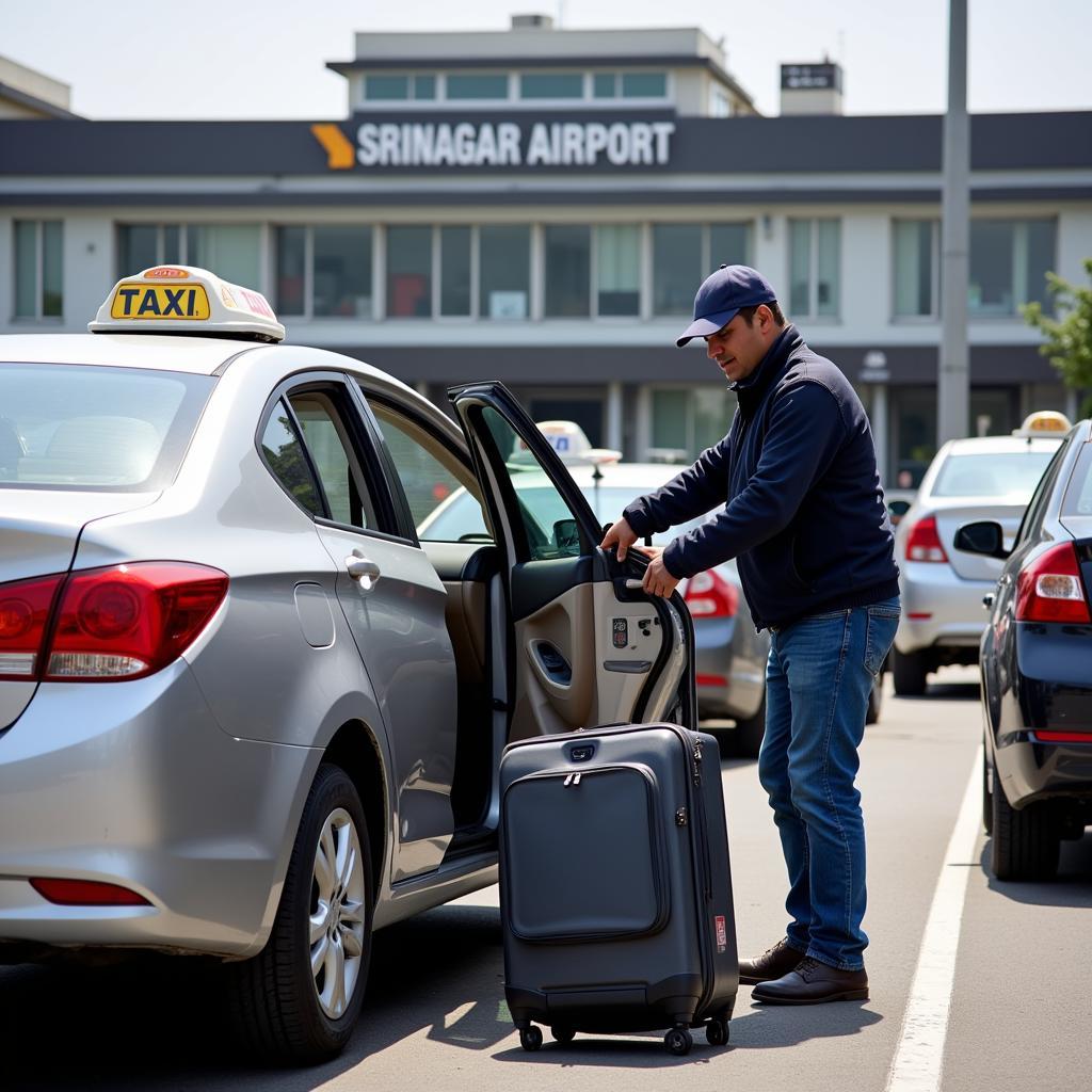 Srinagar Taxi Driver Assisting Tourist with Luggage