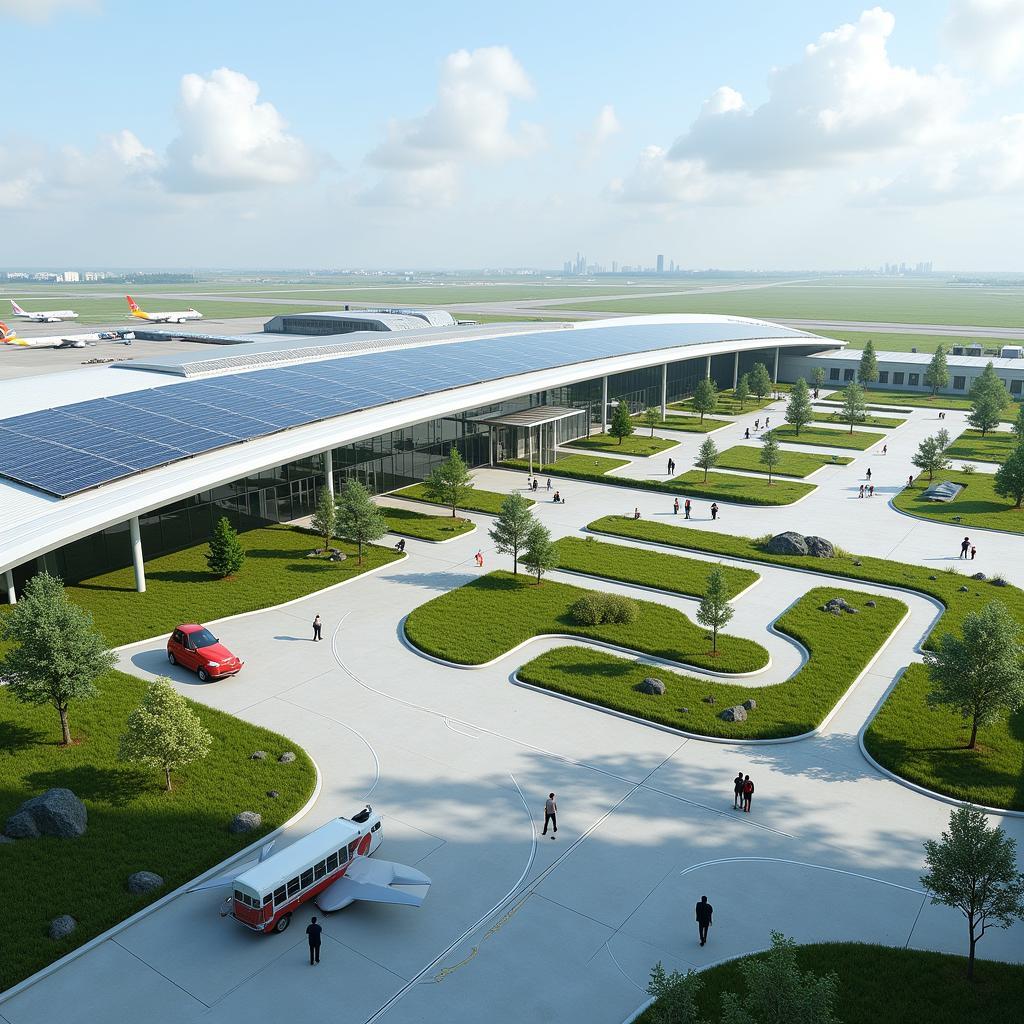 Eco-Friendly Airport Terminal with Solar Panels