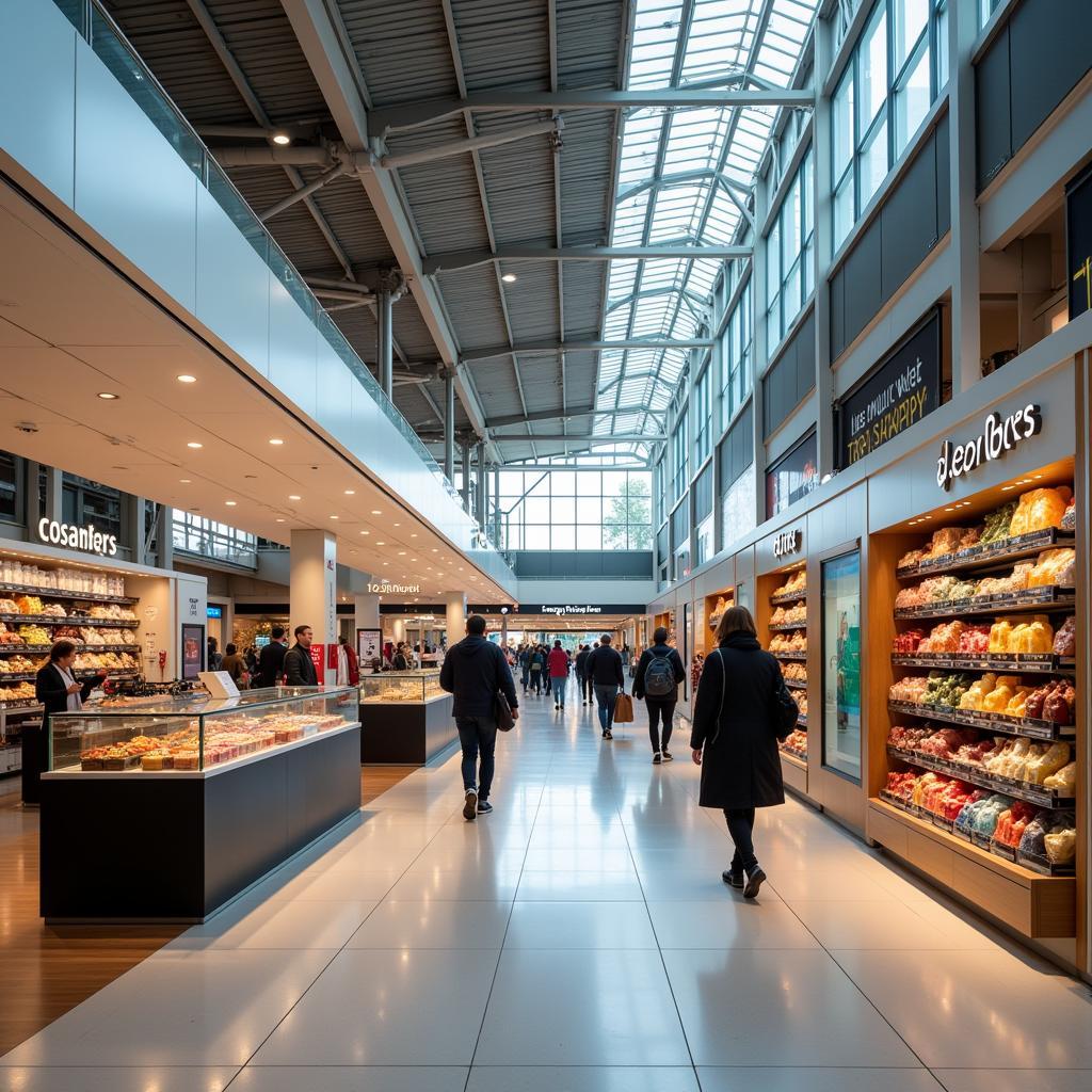 Duty-Free Shopping at T3:  Passengers browsing duty-free shops at a T3 International Airport terminal.