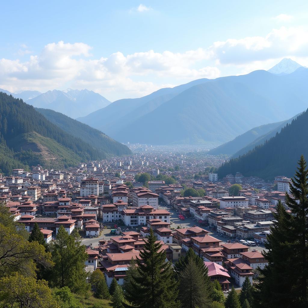 Thimphu Bhutan Cityscape with Paro Airport Connection