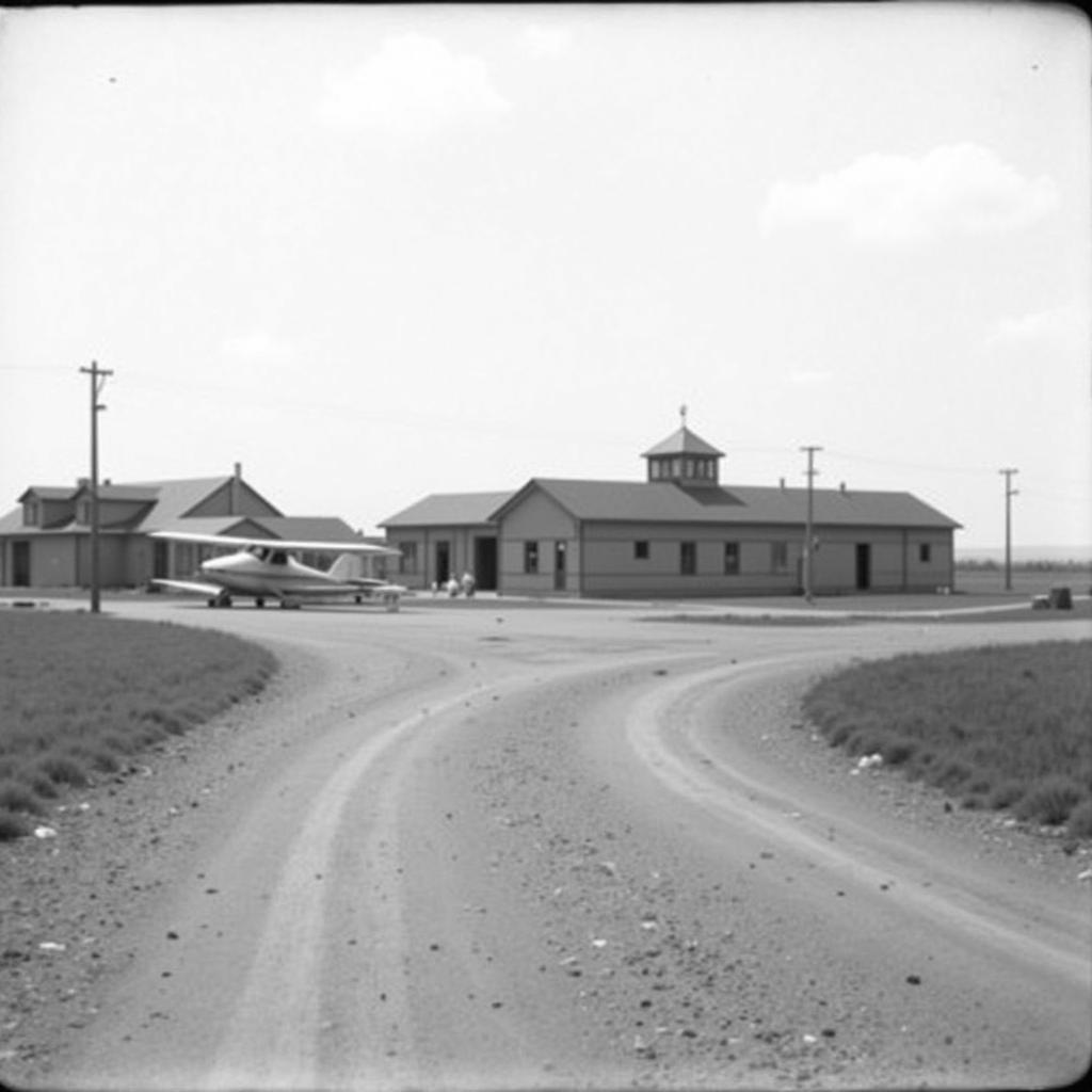 Tirusulam Airport in its early days, showing a simple airstrip and basic facilities.