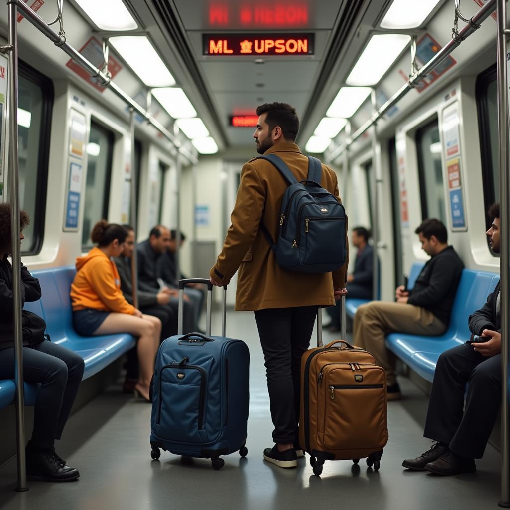 Traveler Using Delhi Metro