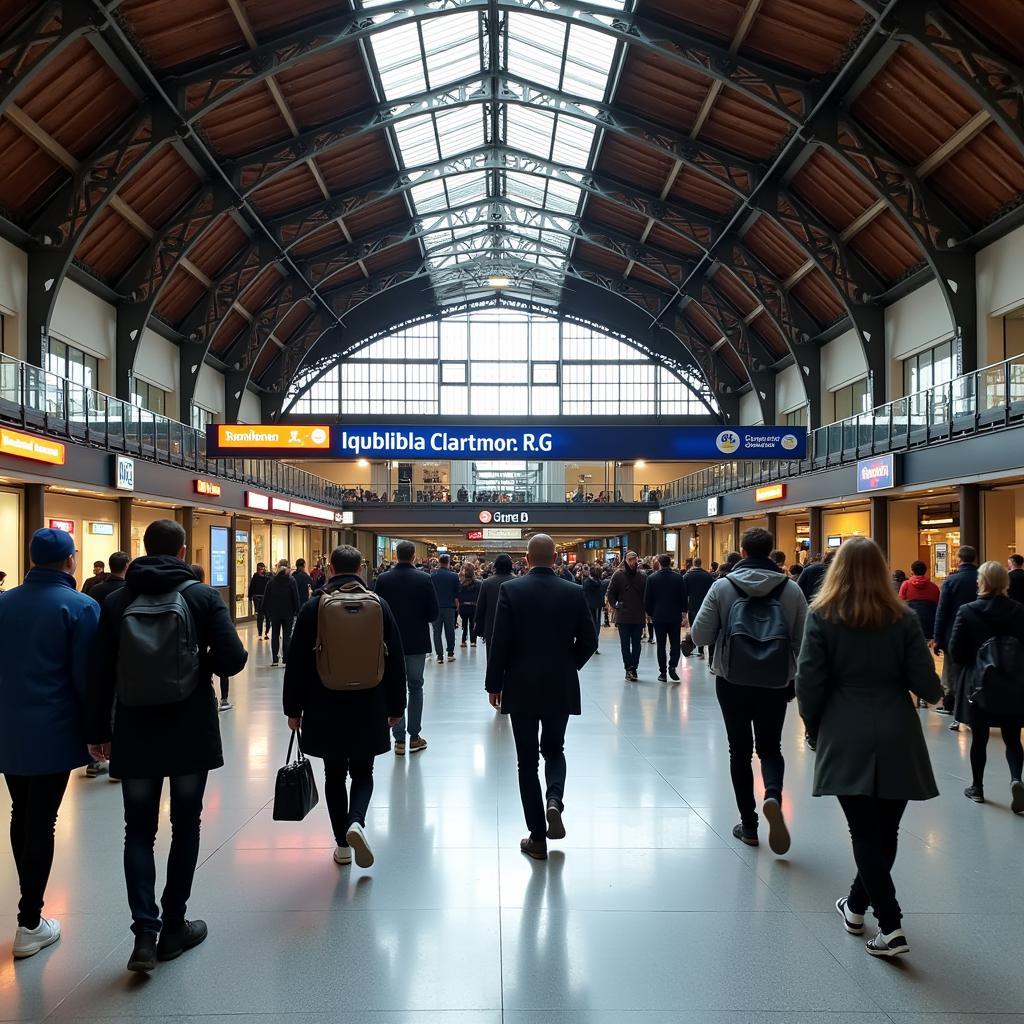 Travelers navigating through Milan Central Station