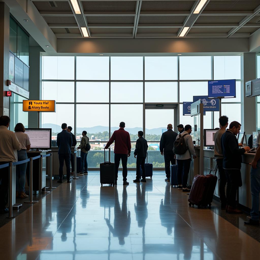 Passengers Checking in at Udaipur Airport