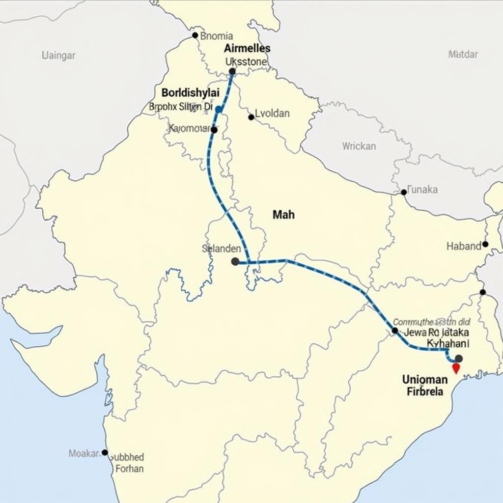 Map showing airports in Uttar Pradesh