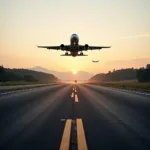 Valmiki Airport Runway with Aircraft Landing