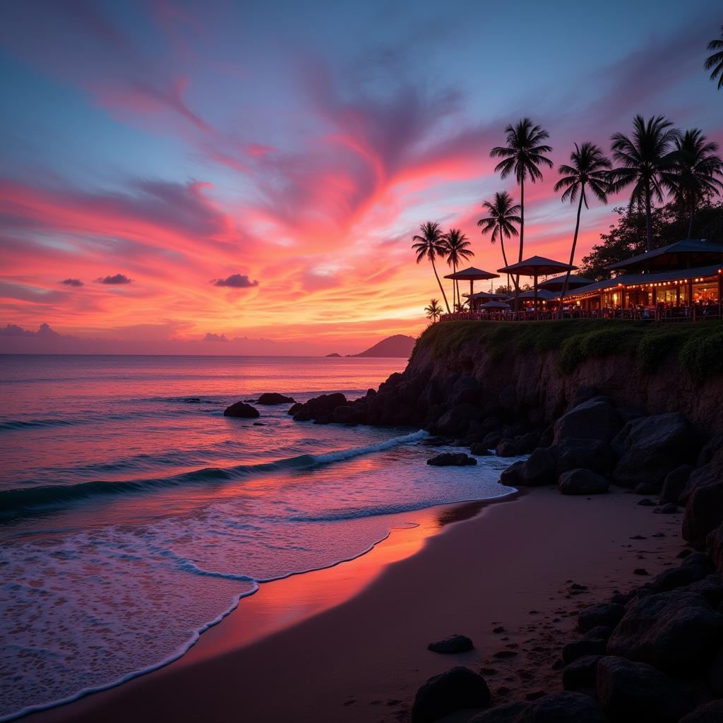 Varkala Beach Sunset View with Cliffside Restaurants