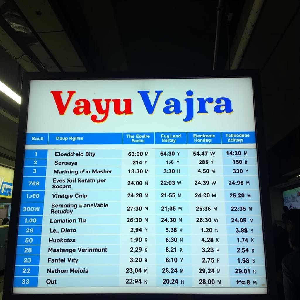 Vayu Vajra Bus Schedule to Electronic City