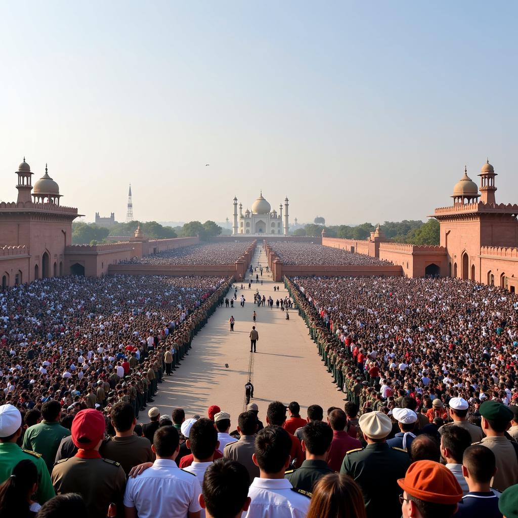 Crowds gather for the Wagah Border ceremony