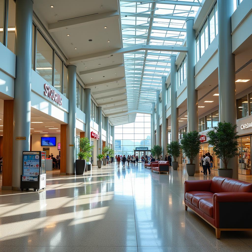 Inside the modern terminal of Yangon International Airport