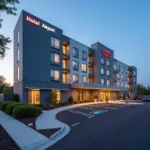 Exterior view of a modern Zurich airport hotel with sleek architecture and convenient access to the terminals.