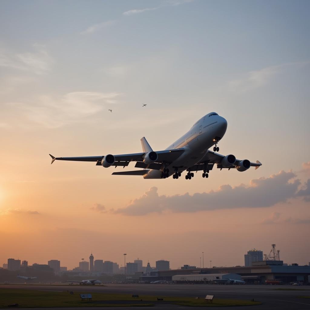 747 taking off at Kolkata Airport