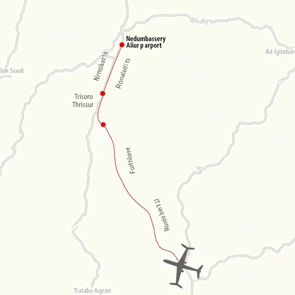 Road Map from Aanavandi Nedumbassery Airport to Thrissur