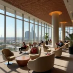 Abu Dhabi Airport retiring lounge options: a general view of different lounge areas, showcasing seating, amenities, and the overall atmosphere.