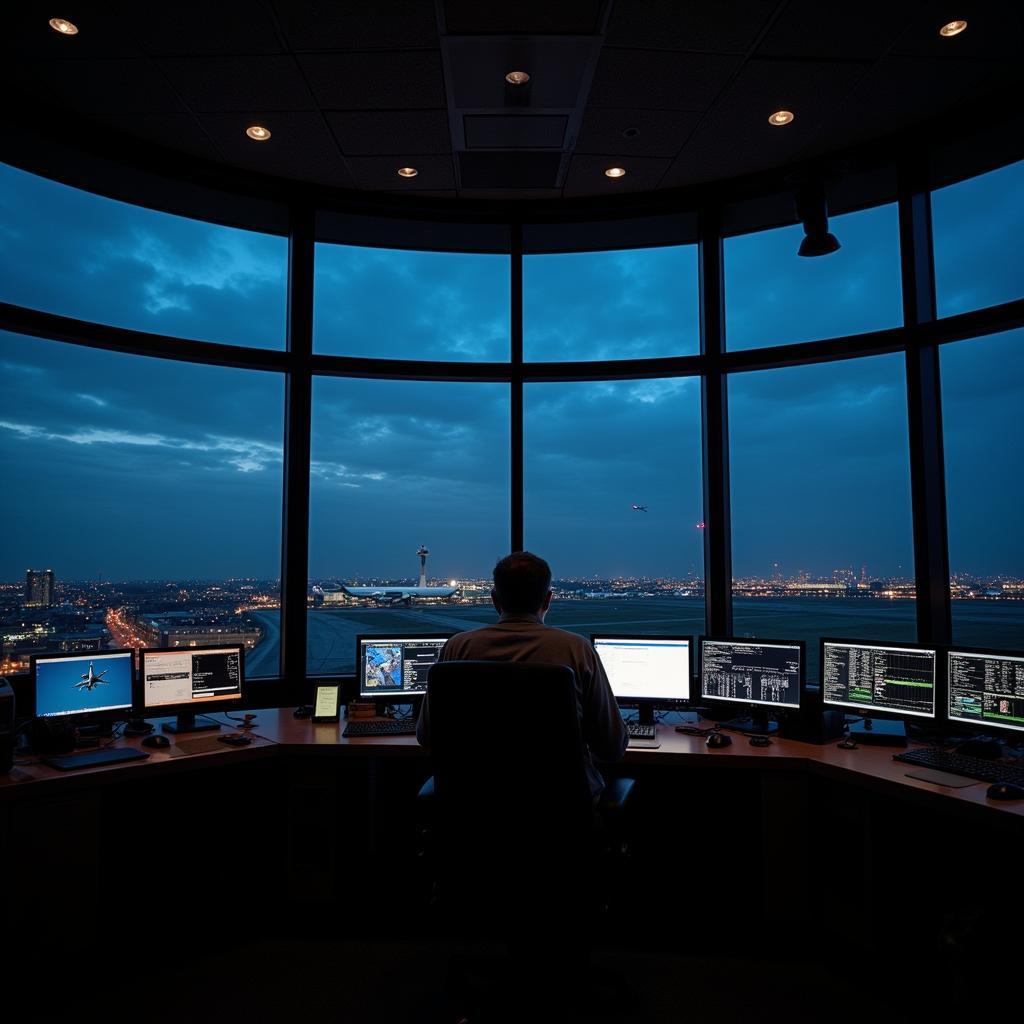 Air Traffic Control Tower Monitoring Flights