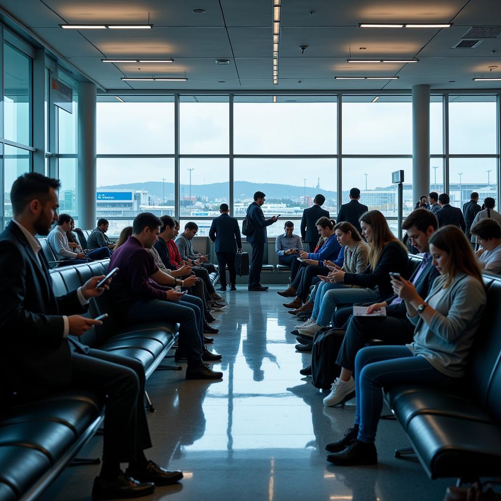 Crowded Airport Waiting Area