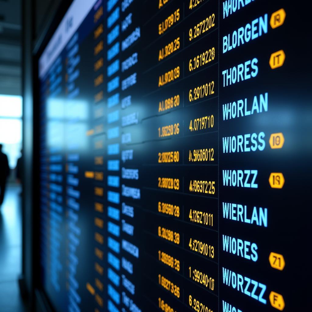 Airport Departure Board Displaying Flight Information with Airport Codes