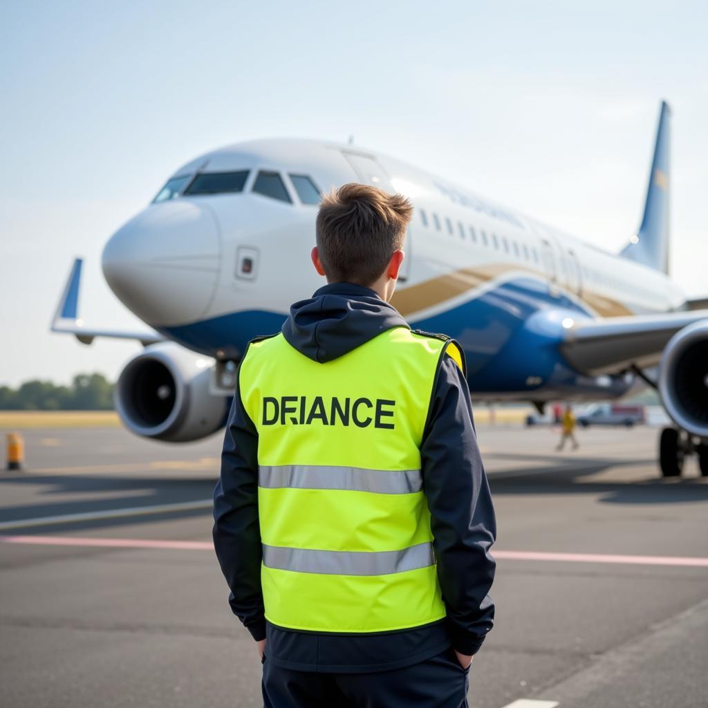 Airport Junior Executive Inspecting Aircraft