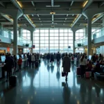 Interior View of a Busy Airport Terminal 3