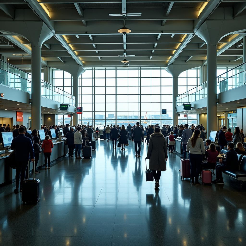 Interior View of a Busy Airport Terminal 3