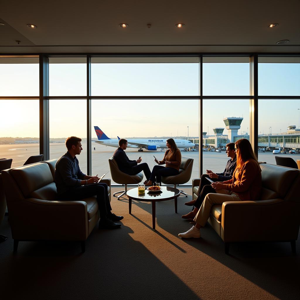 Relaxing in an Airport VIP Lounge