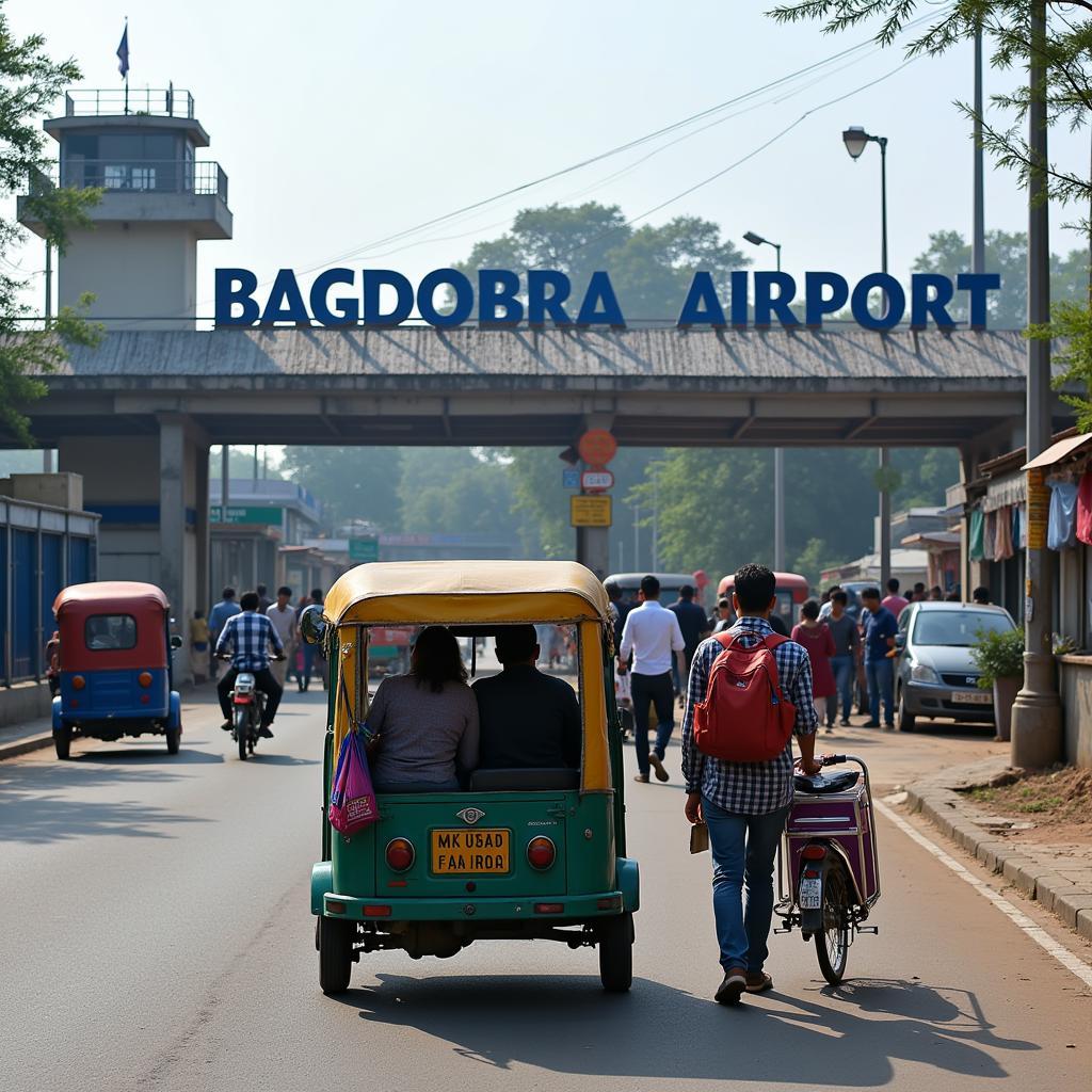 Auto-rickshaw parked outside Bagdogra Airport