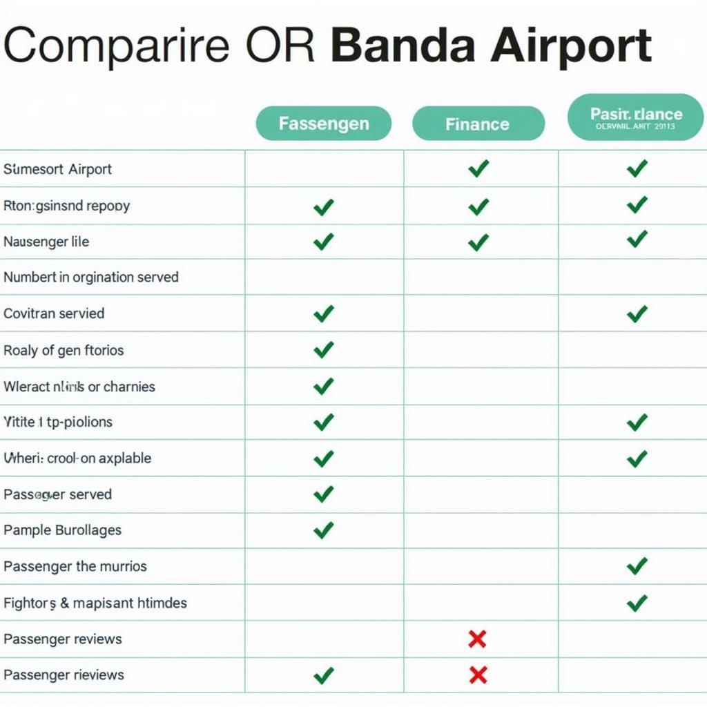 Banda Airport Comparison Chart