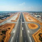 Aerial view of Bokaro Airport showing the runway and terminal building