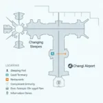 Map showing the location of sleeping pods within Changi Airport