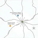 Chennai Airport and Railway Station Map