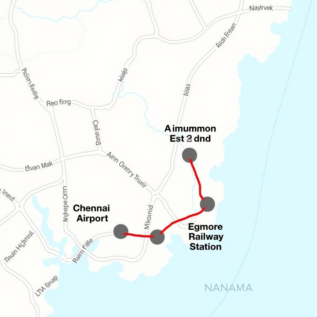 Chennai Airport to Egmore Railway Station Map