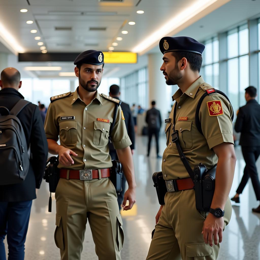 CISF officers patrolling an airport terminal